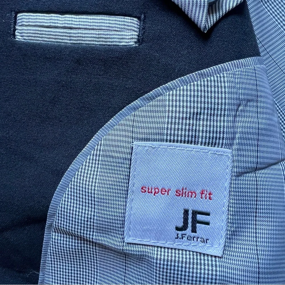 NEW JF J.Ferrar Sz 44L Long Super Slim Fit Suit Jacket Blazer Black Business